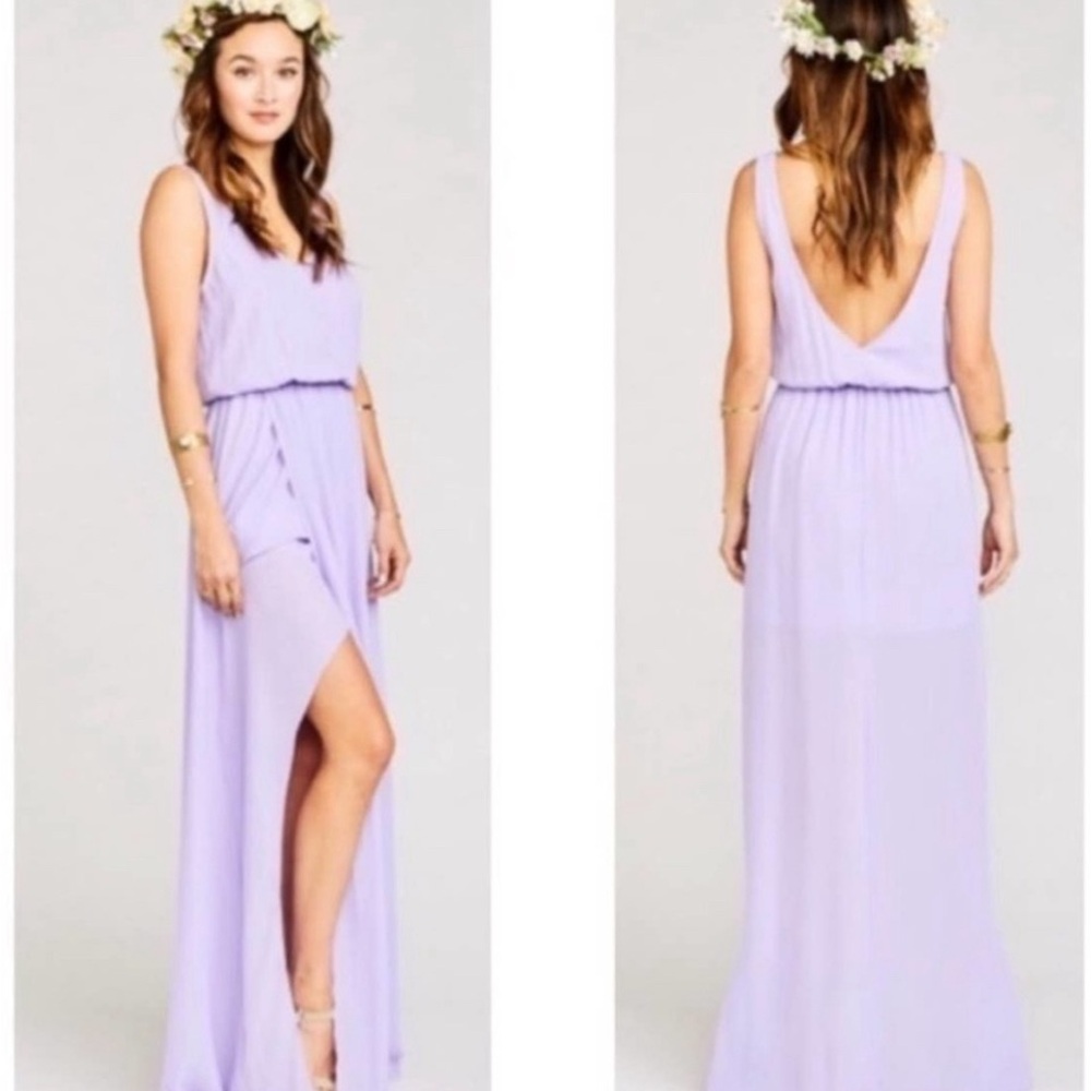 Show Me Your Mumu Kendall Maxi Dress in Lilac Chiffon Large